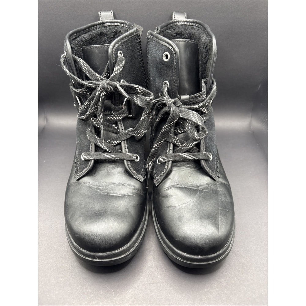 UGG Women's Hapsburg Hiker Black Leather Waterproof Boot Size 9.5